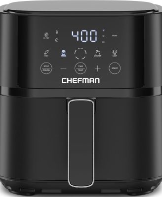 Chefman Air Fryer – 4 QT Compact Airfryer for Quick & Easy Meals in Minutes, Features Hi-Fry Technology for Extra Crisp, Touchscreen Controls with 4 Presets, Nonstick & Dishwasher Safe Basket - Black