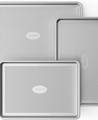 HONGBAKE Naturally Non Toxic Baking Sheet Pan Set of 3, Heavy Duty Aluminized Steel Cookie Sheets, Half/Quarter/Jelly Roll Pans with Textured Nonstick Surface, Free of PTFE & PFOA