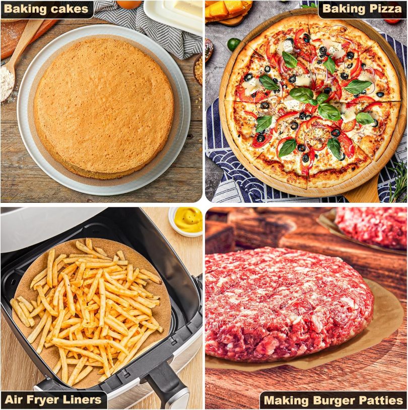 SMARTAKE 200 Pcs Unbleached Parchment Paper Baking Sheets Round, 9 Inches Non-Stick Precut Baking Parchment, for Baking Grilling Air Fryer Steaming Bread Cup Cake Cookie and More - Image 9